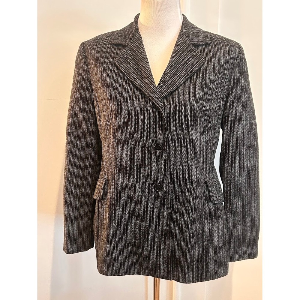 Vintage Sisley Italian Pinstripe Tailored Blazer Notch Lapel 3-Button Size EU44